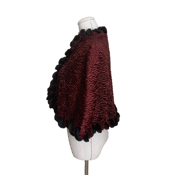 Vintage y2k Sue Wong Nocturne Faux Fur Caplet Cape Wrap Jacket - Picture 8 of 12